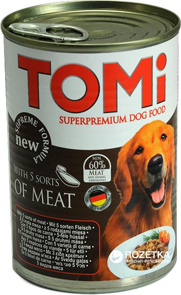 TOMI Vlažna hrana za pse u konzervi - 5 vrsta mesa 1200g