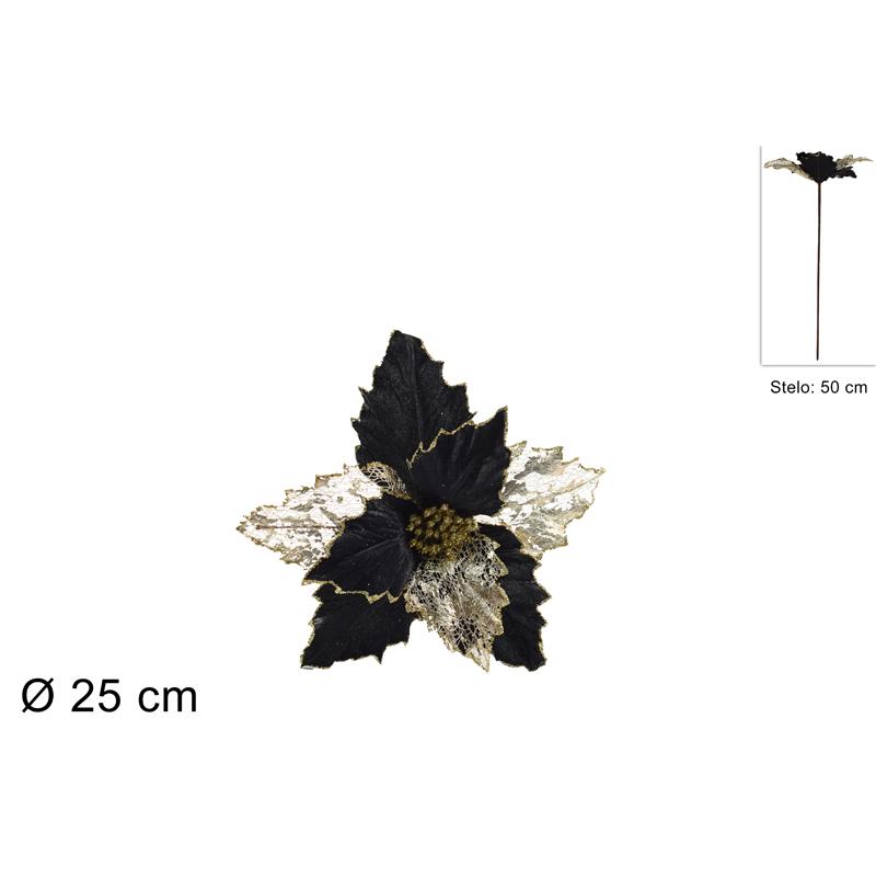 Dekorativni cvet - zvezda 50cm BA000403 crno-zlatni