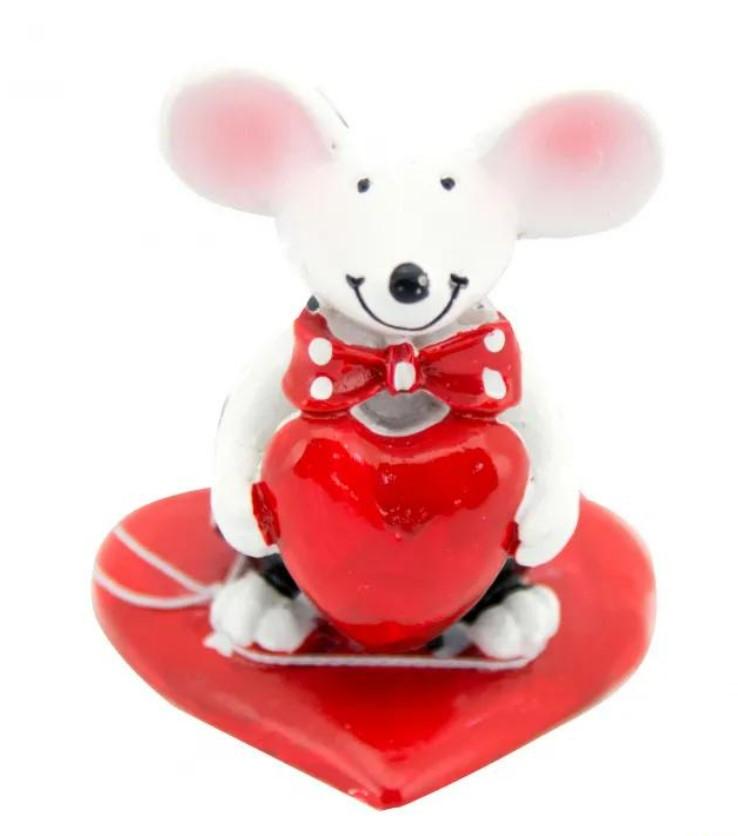 Figura Miš sa srcem 499398 crvena