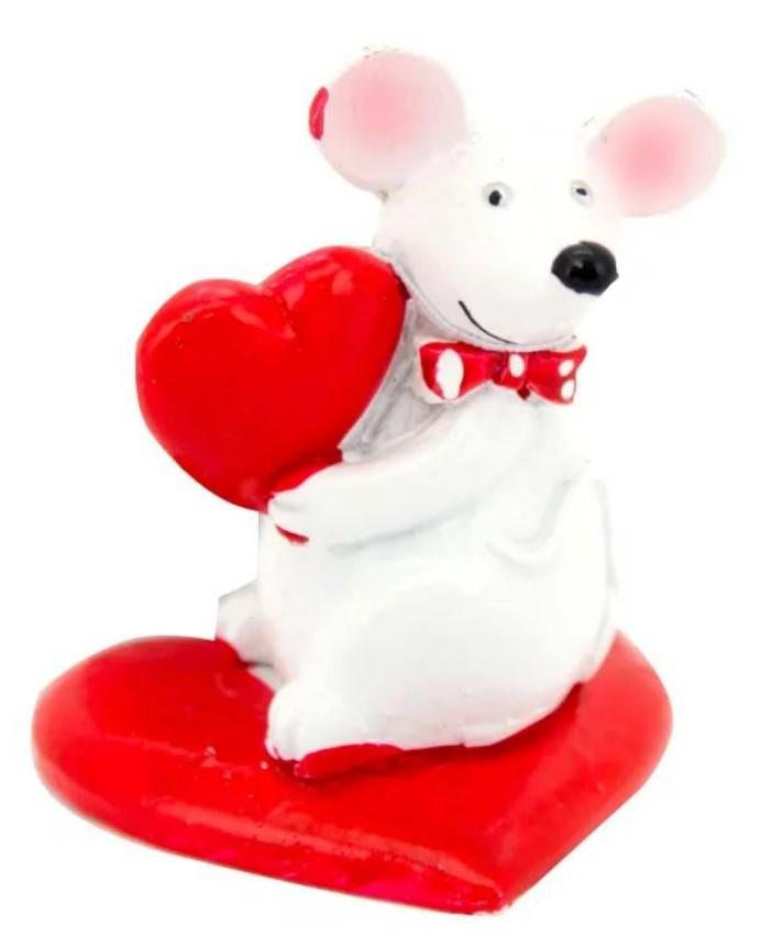 Figura Miš sa srcem 499400 crveno-bela