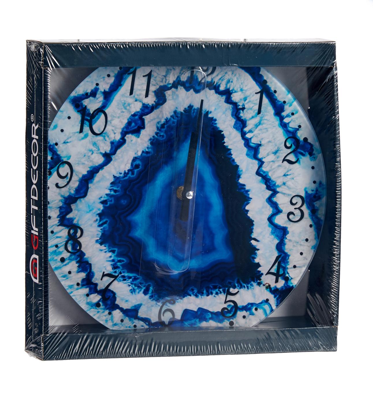 Slike GIFTDECOR Stakleni zidni sat sa efektom mermera plavo-beli