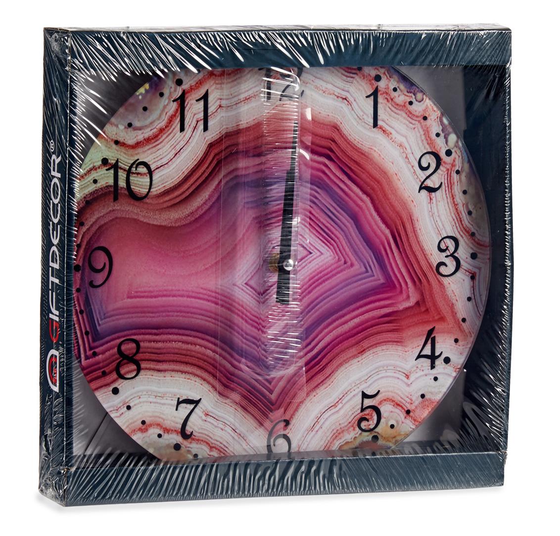 Selected image for GIFTDECOR Stakleni zidni sat sa efektom mermera roze