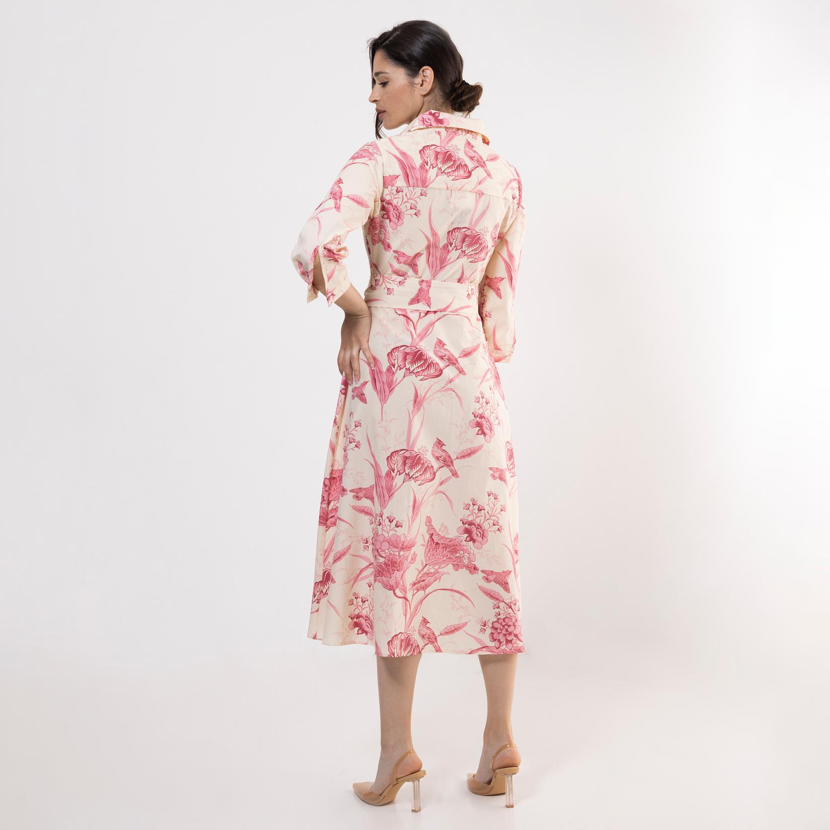 Selected image for FAME Ženska haljina sa cvetovima roze-bela