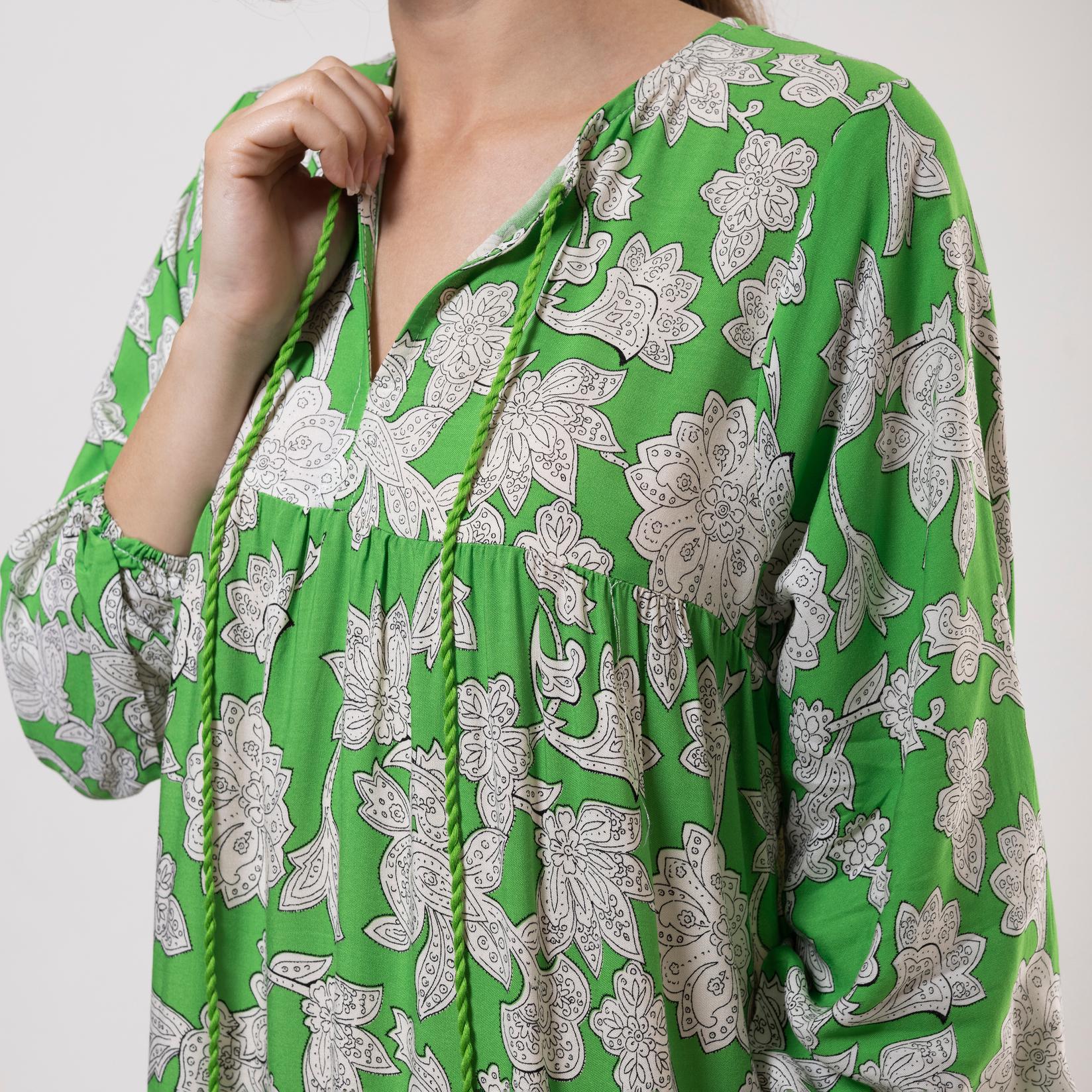 Selected image for FAME Ženska haljina sa cvetovima zelena