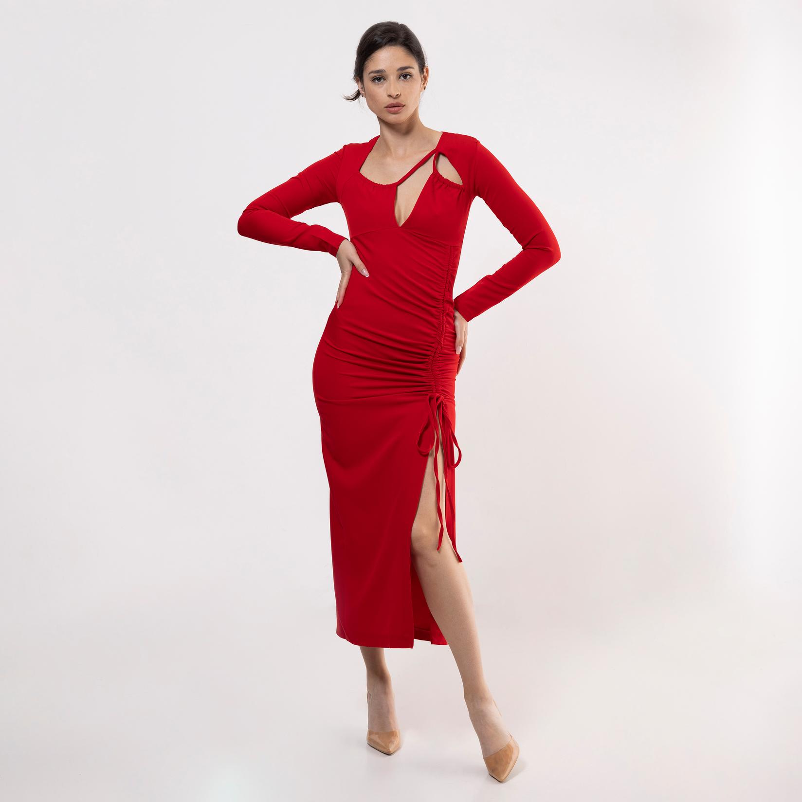 FAME Ženska haljina sa šlicem crvena