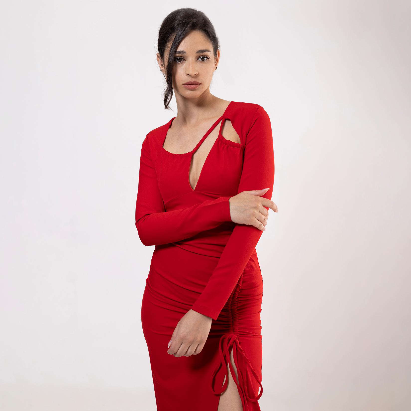 Selected image for FAME Ženska haljina sa šlicem crvena