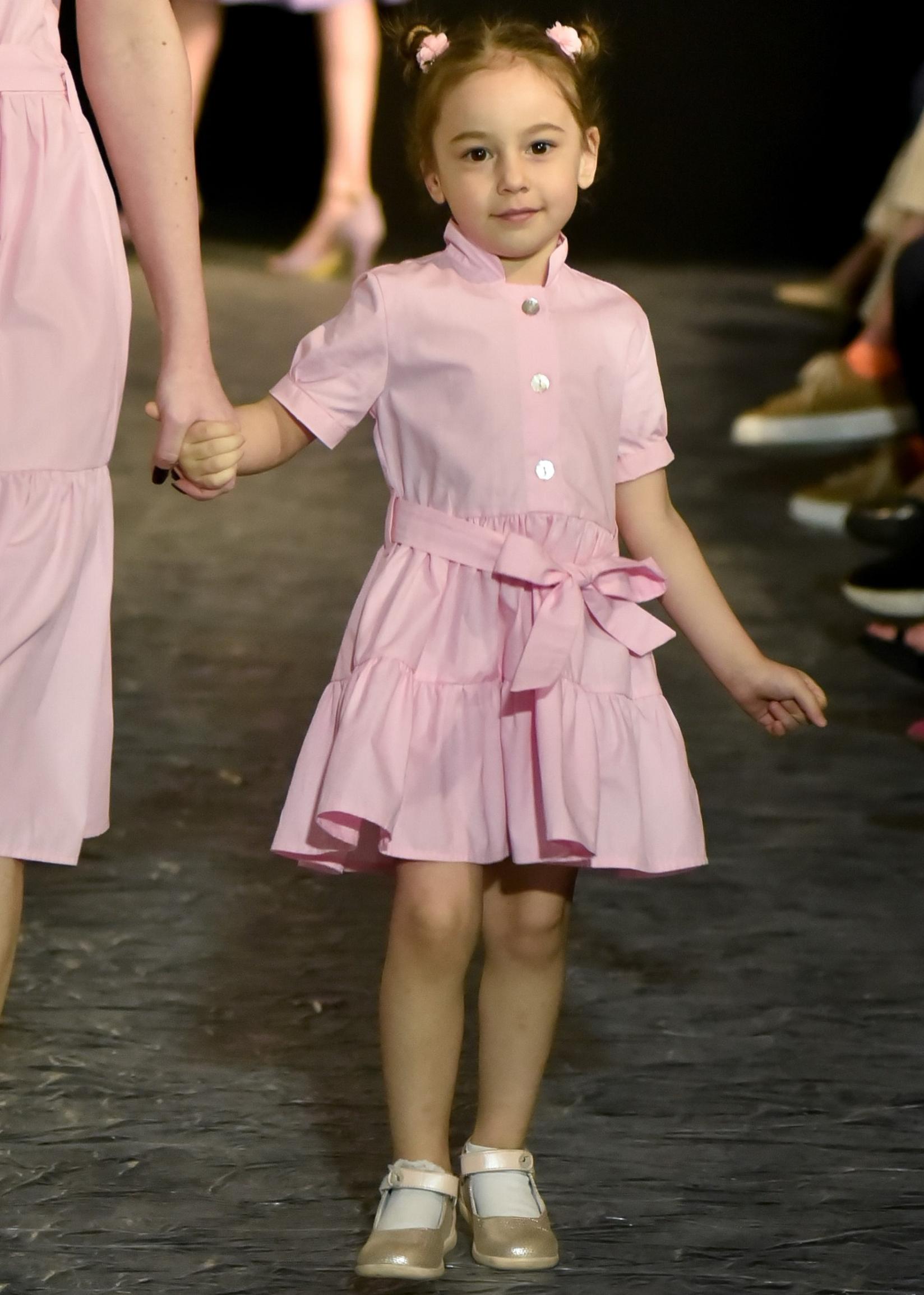 PAMUKLIK Haljinica za devojčice kratkih rukava sa karnerima SOLE roze