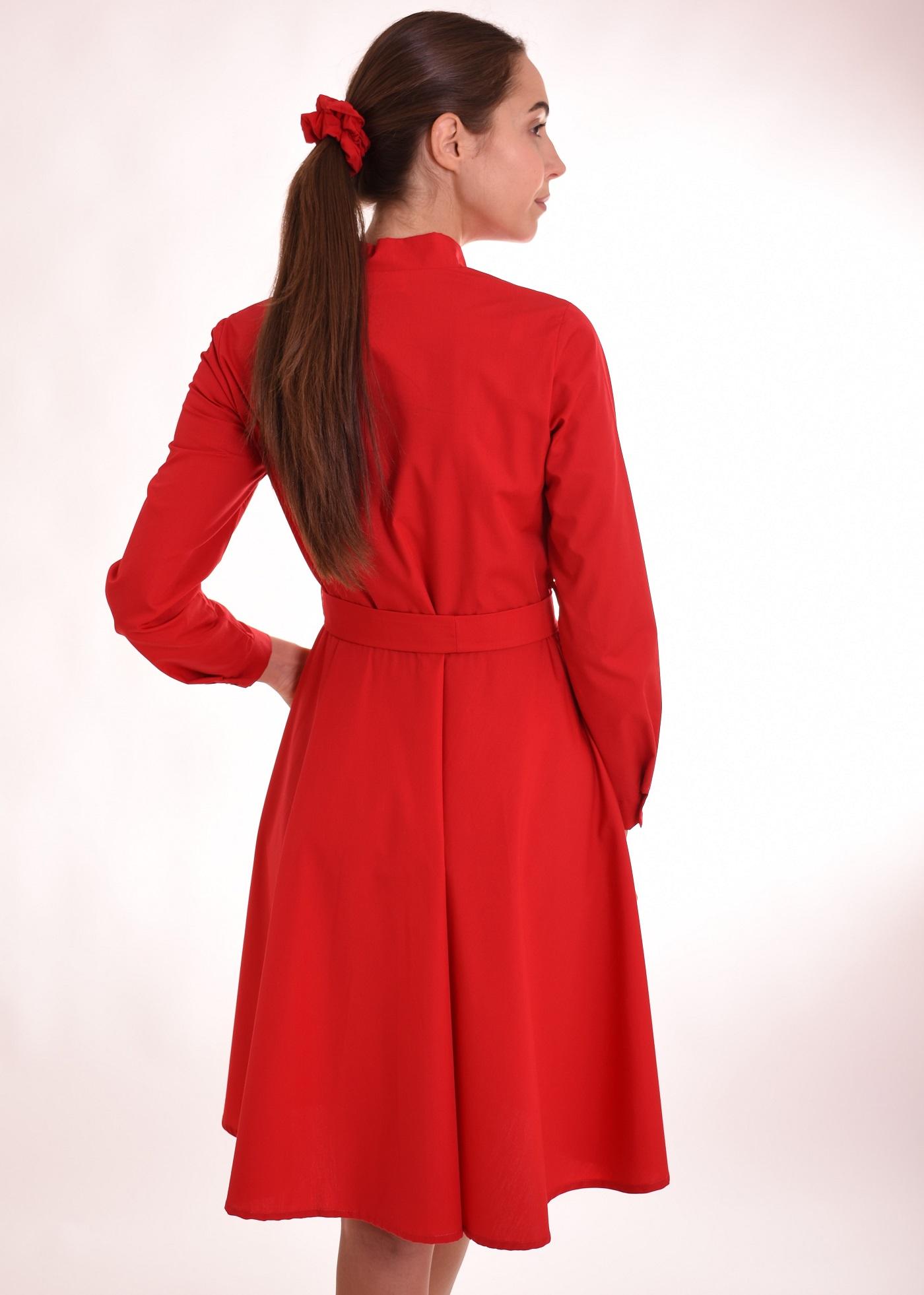 Selected image for PAMUKLIK Ženska haljina dugih rukava sa lepršavim donjim delom FUNKY crvena