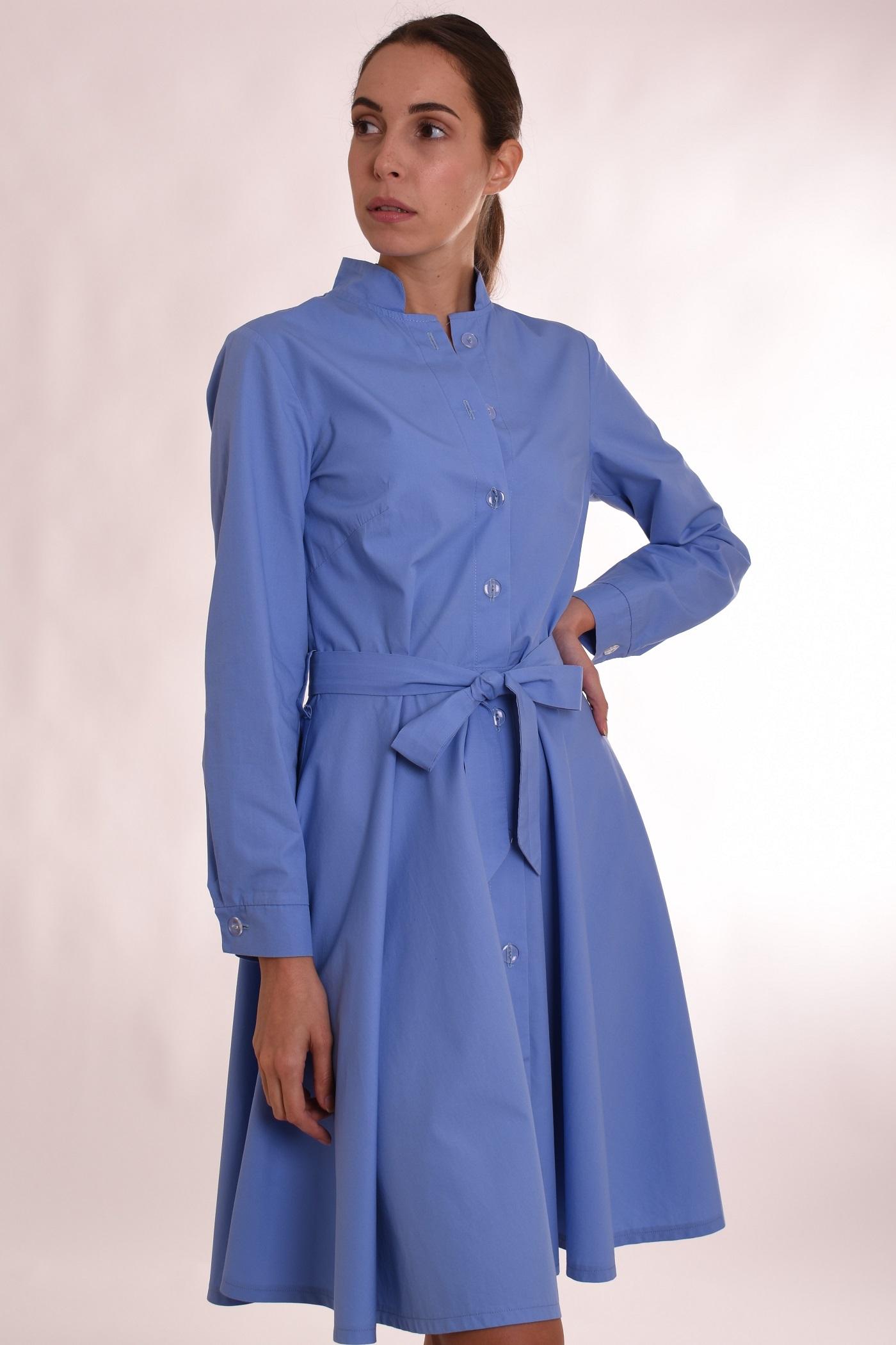 Selected image for PAMUKLIK Ženska haljina dugih rukava sa lepršavim donjim delom FUNKY plava