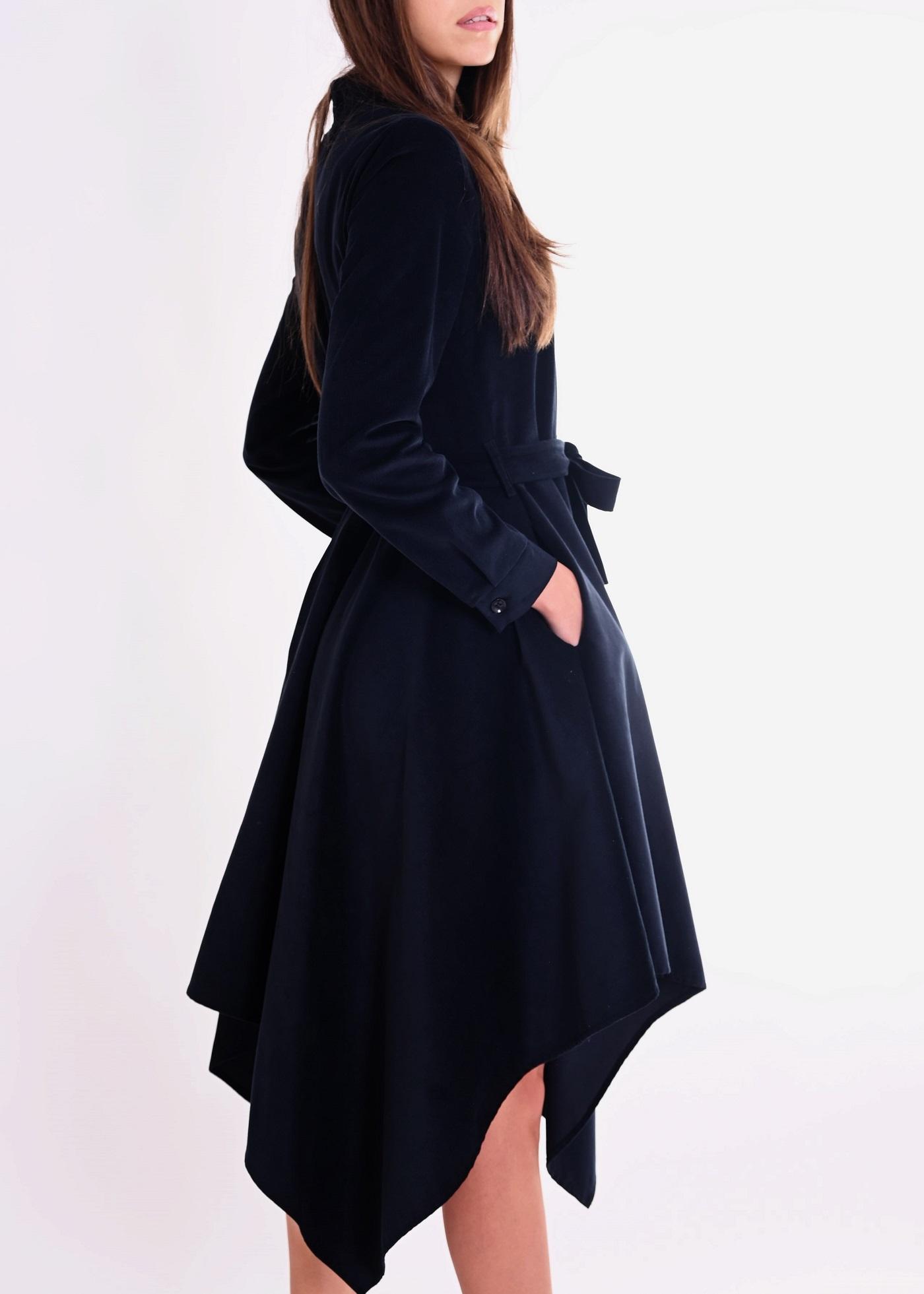 Selected image for PAMUKLIK Ženska haljina od somota sa špicevima SQUARE crna