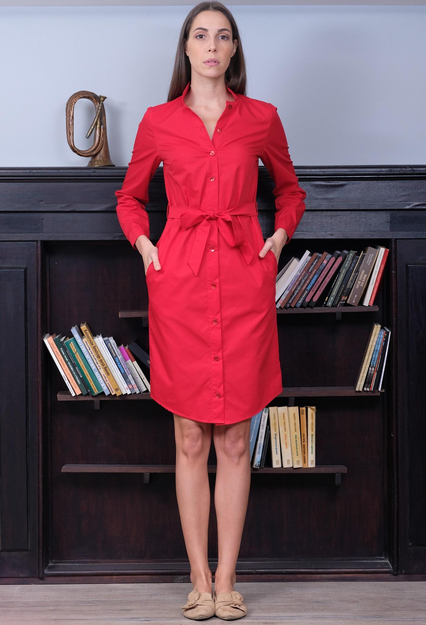 Selected image for PAMUKLIK Ženska košulja haljina dugih rukava GRAZIA crvena