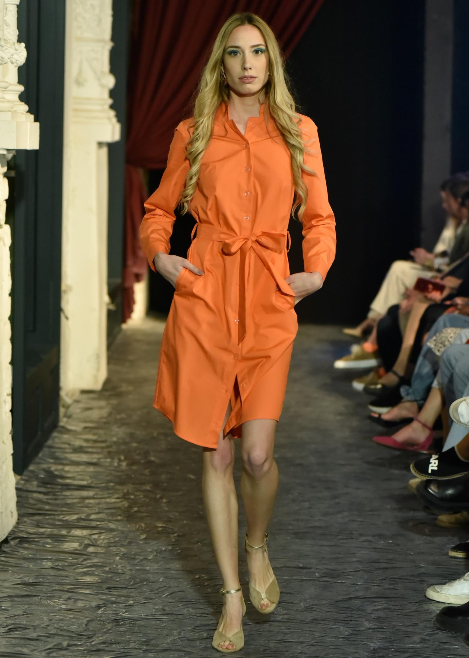 Selected image for PAMUKLIK Ženska košulja haljina dugih rukava GRAZIA narandžasta