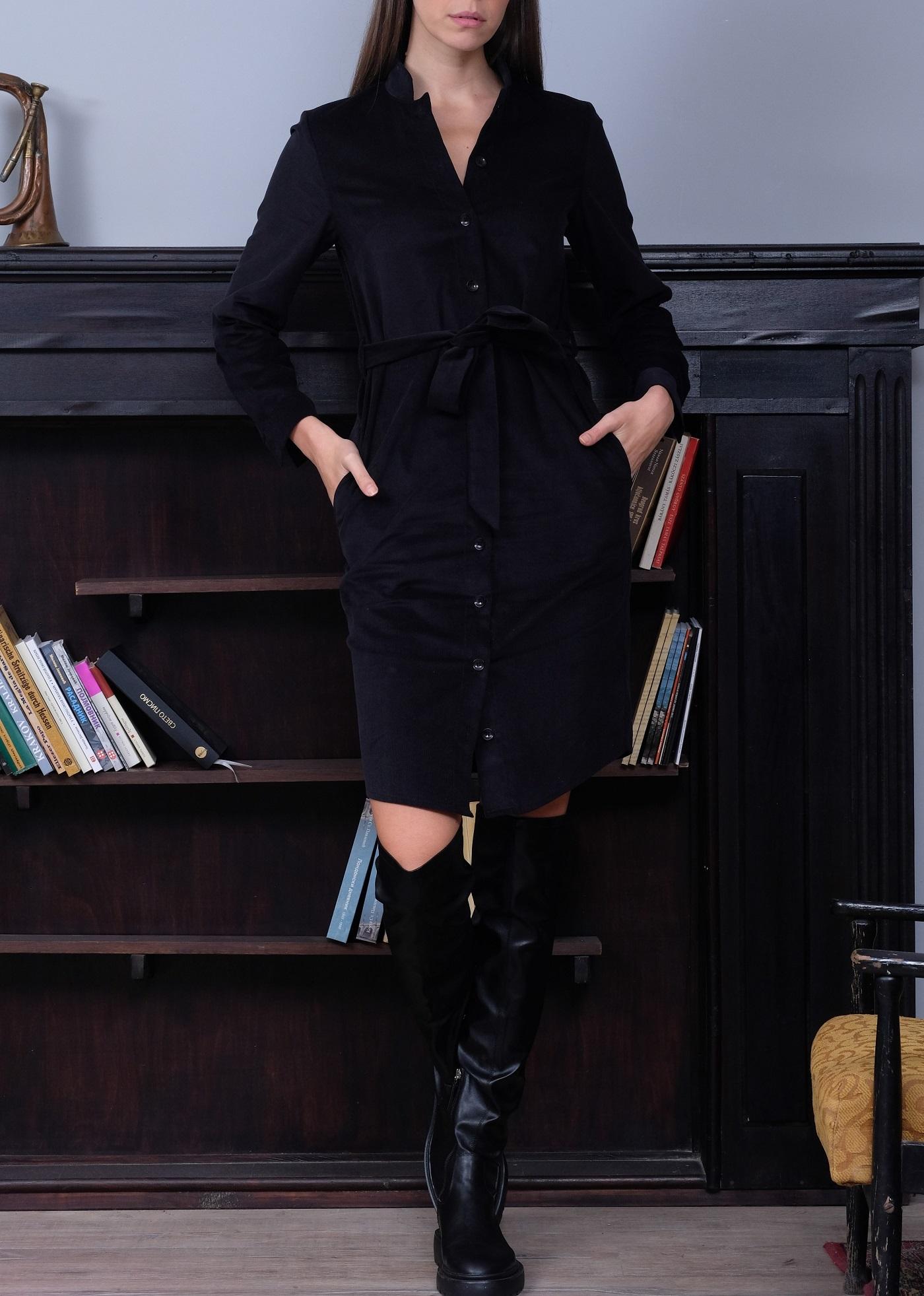 Selected image for PAMUKLIK Ženska košulja haljina od somota GRAZIA crna