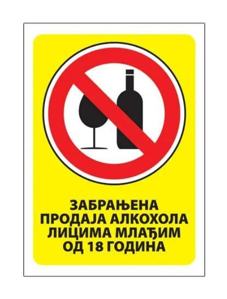 UNI LINE Nalepnica Zabranjena prodaja alkohola maloletnim licima A7 4/1 UNL-1848 žuta