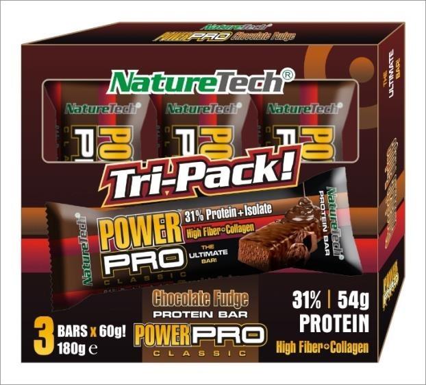 Slike NATURETECH Proteinska pločica Tri-Pack Power Pro Chocolate Fudge 180g