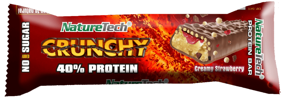 Slike NATURETECH Proteinska pločica sa jagodom CRUNCHY Protein Bar 65g