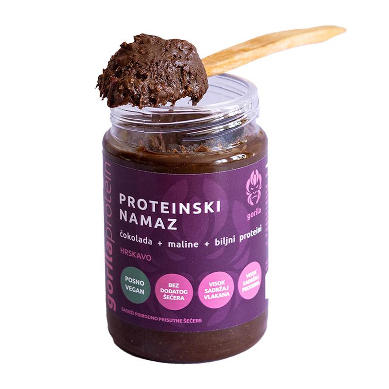 GORILA Proteinski namaz čokolada + malina + biljni proteini 375g