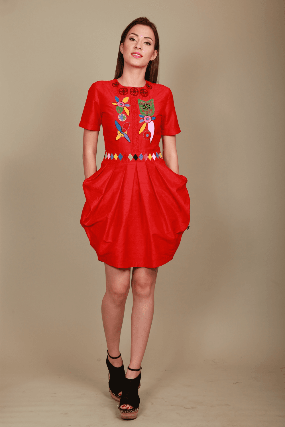 Selected image for ISKON MODE Ženska ekskluzivna svilena haljina crvena