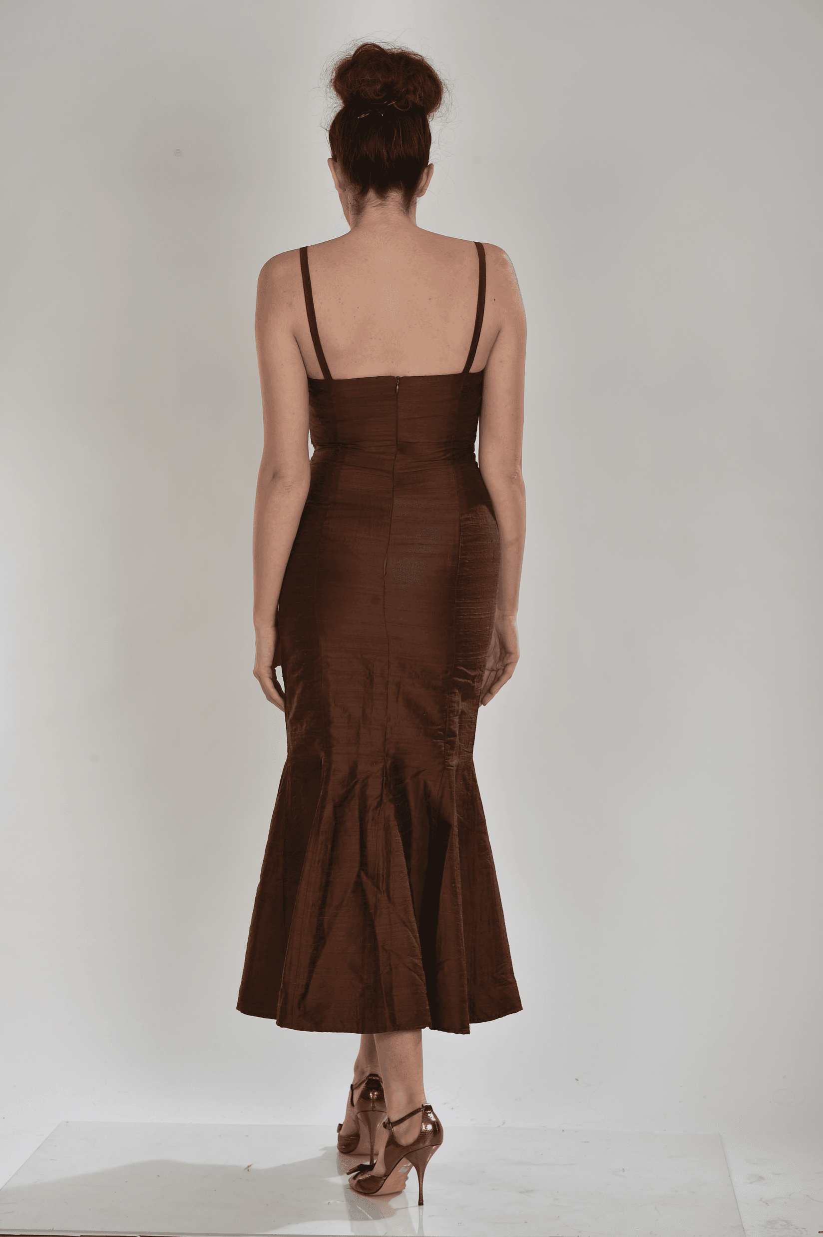 Selected image for ISKON MODE Ženska svilena unikatna haljina braon