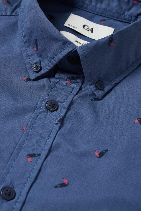 Selected image for C&A Muška košulja na kratak rukav, Toucan motiv, Slim Fit, Plava
