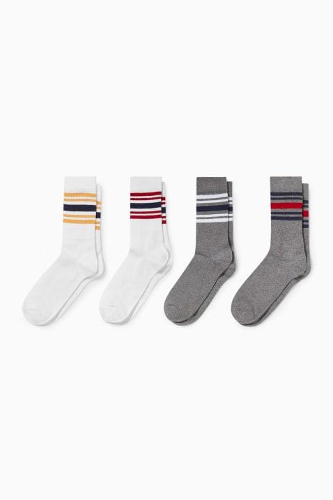 C&A Muške čarape za tenis, Set od 4,  Sivo-bele