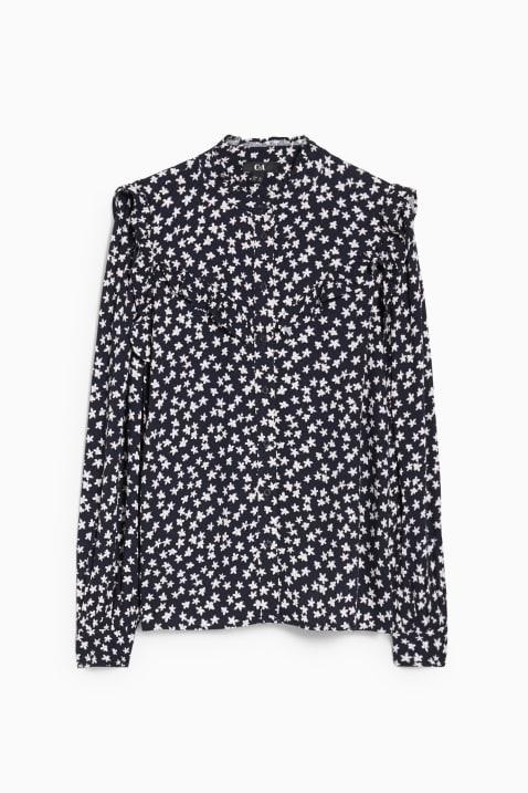 C&A Ženska bluza dugih rukava, Sa cvetnim printom, Crno-bela