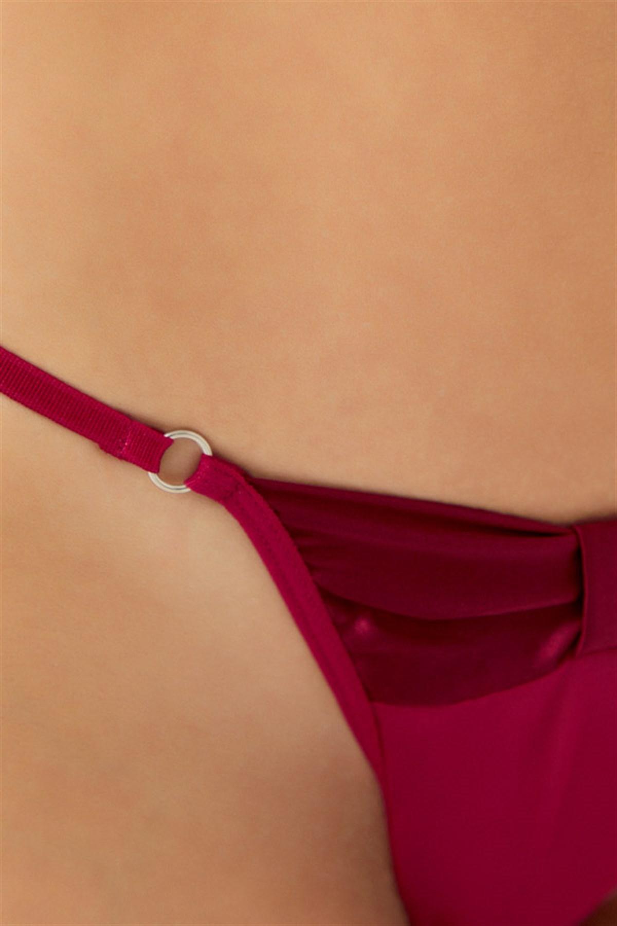 Selected image for COTTONHILL Prozirne ženske tanga gaćice sa podesivim pojasom u boji višnje