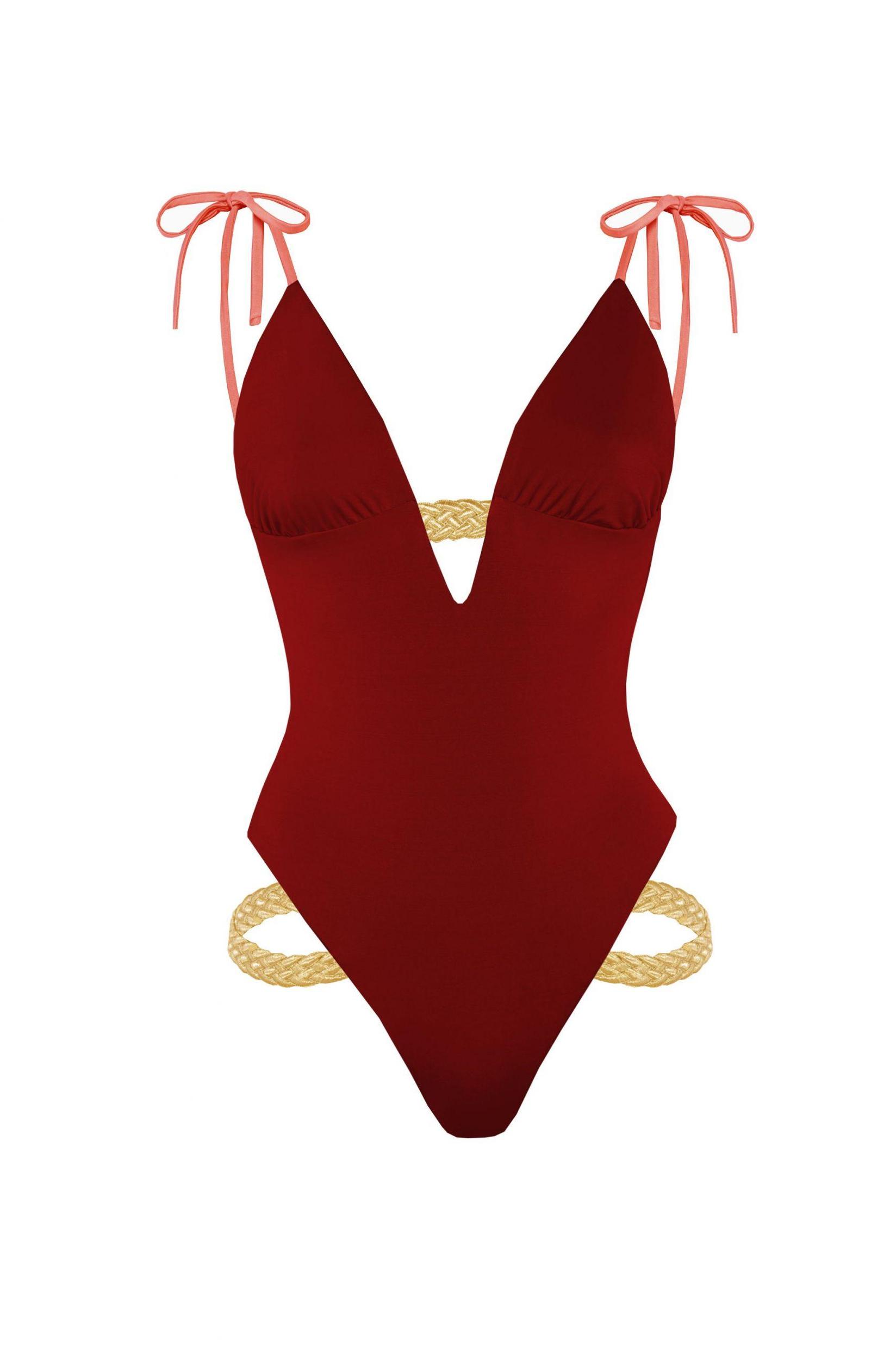 DEVI COLLECTION Ženski jednodelni kupaći kostim Asya bordo