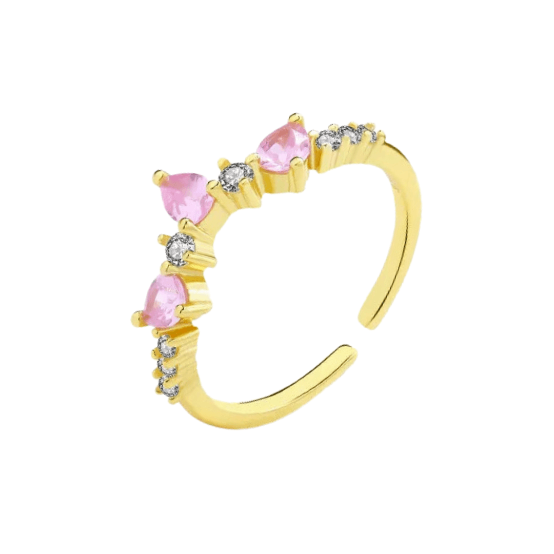 KATYA Prsten u obliku krune sa roze cirkonima, Boja zlata