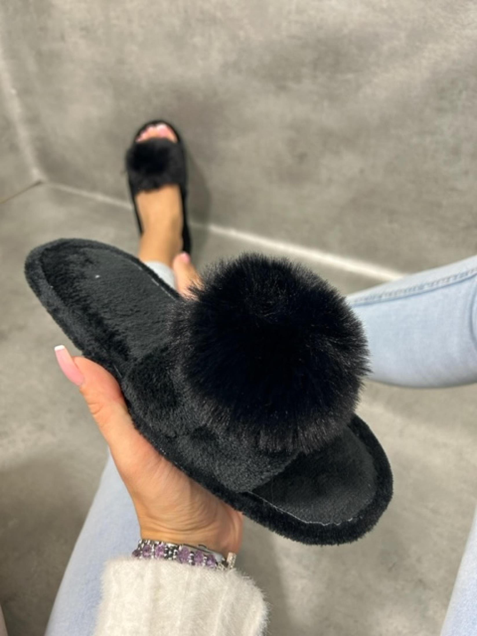 MISMI Ženske sobne papuče crne