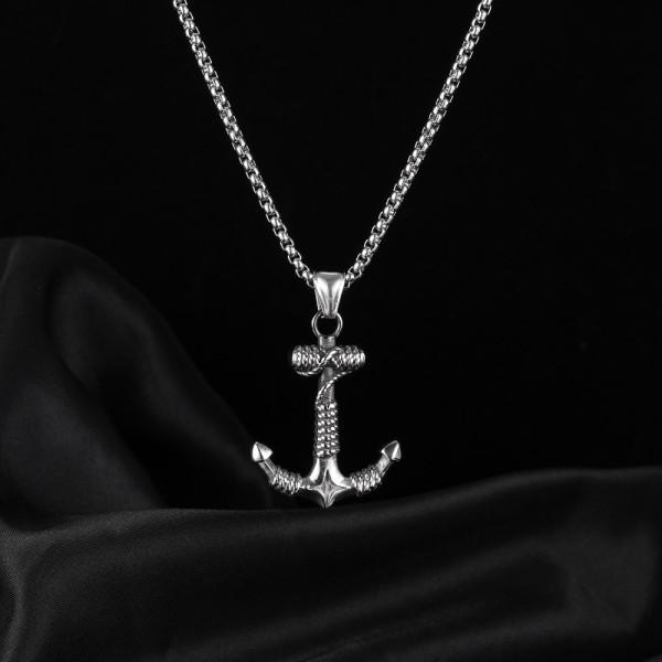 Muška ogrlica sa priveskom Sidro GX1896 srebrne boje