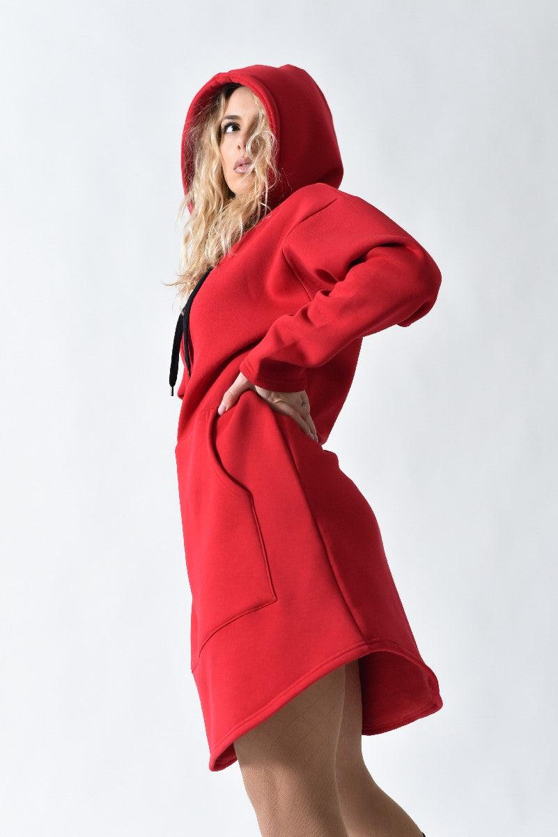 PONCHICO Ženska Oversize duks-haljina crvena