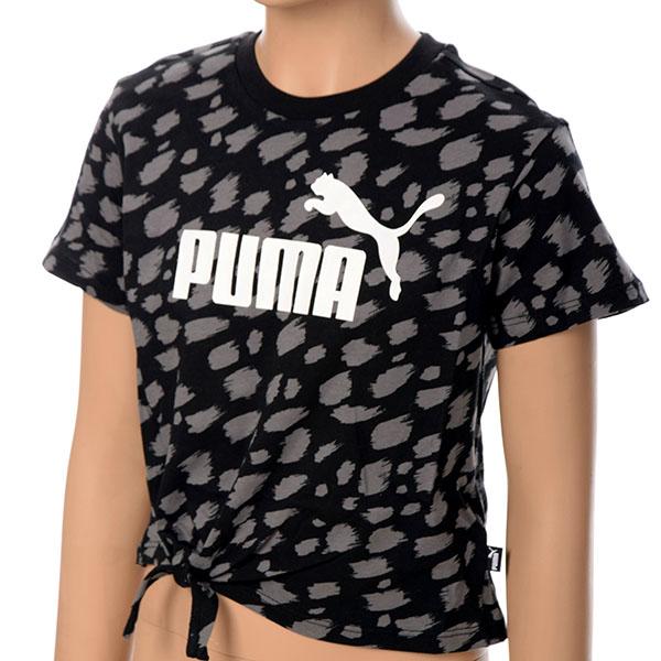 Puma Majica za devojčice Animal AOP Knotted, Crno-siva