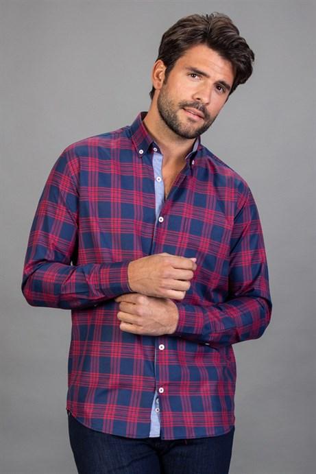 TUDORS Muška karirana košulja Classic Comfort fit crveno-plava