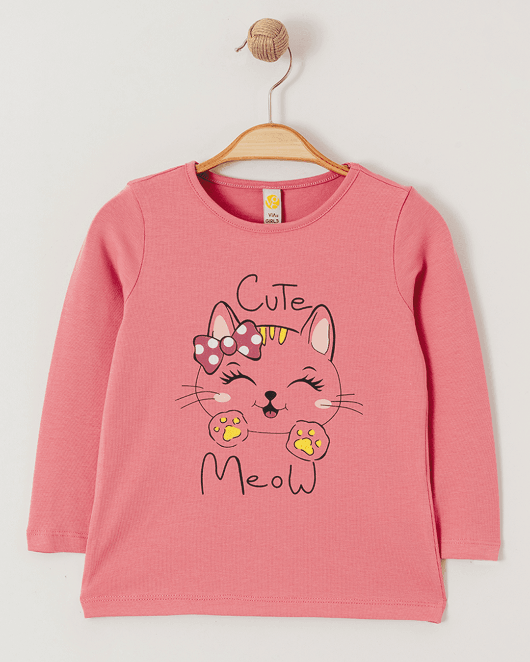 VIA GIRLS Majica za devojčice Cute Meow, Roze