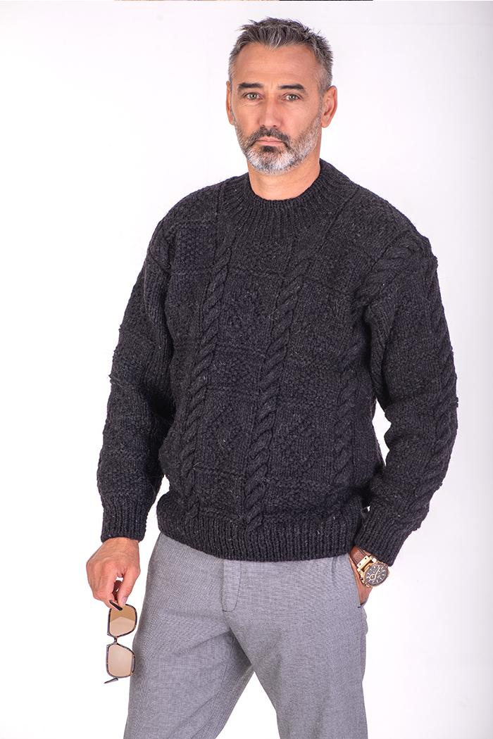 WOOL ART Muški džemper 21ms03 tamnosivi