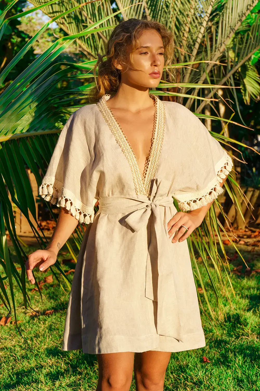 Selected image for ZOLIE COLLECTION Ženska haljina za plažu Abba krem