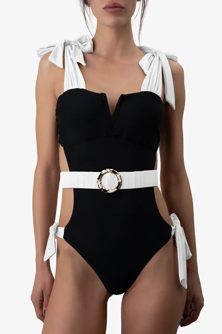 Selected image for ZOLIE COLLECTION Ženski jednodelni kupaći kostim Maya crno-beli