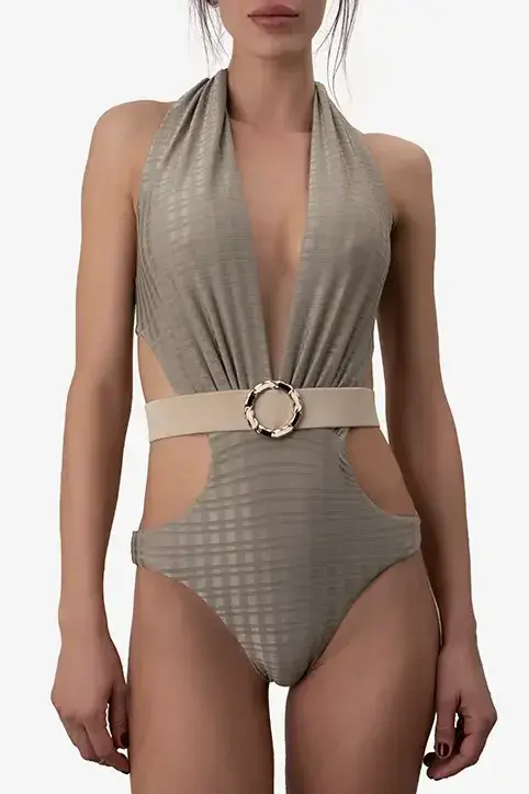 ZOLIE COLLECTION Ženski jednodelni kupaći kostim Selena sivi