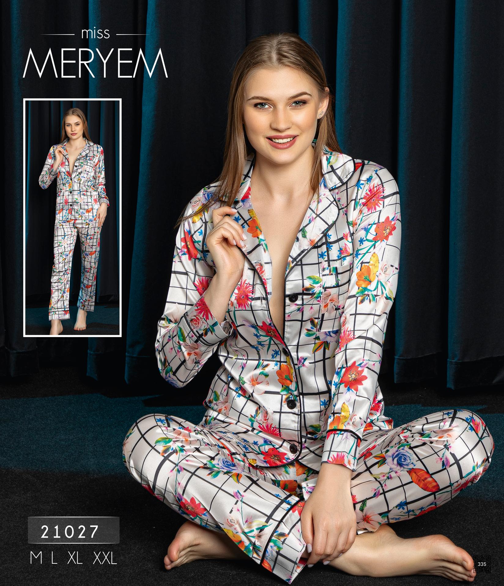 Slike MISS MERYEM Ženska satenska pidžama sa cvetićima