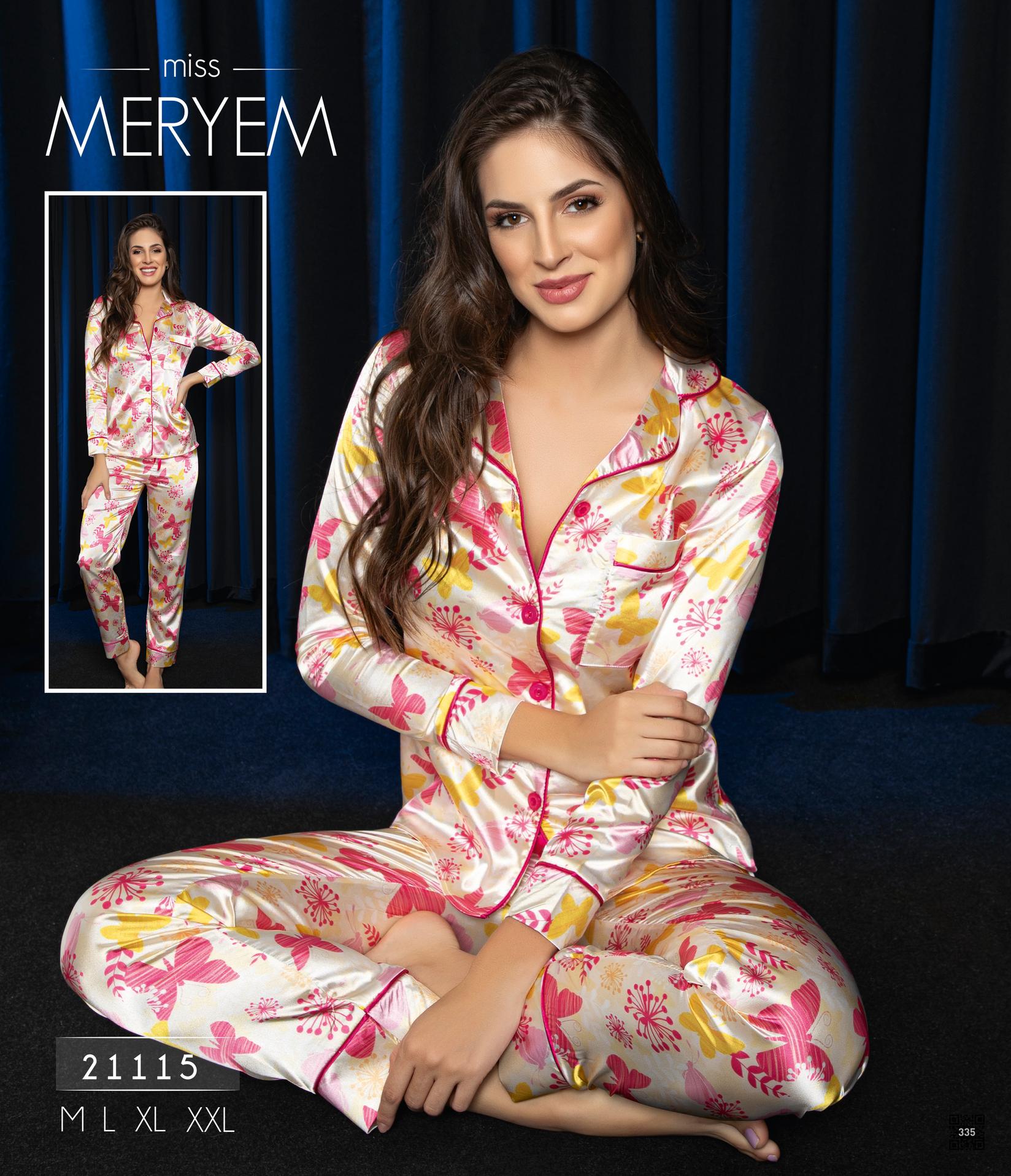 Slike MISS MERYEM Ženska satenska pidžama sa leptirićima