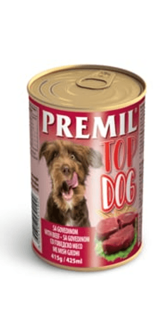 PREMIL Vlažna hrana za pse u konzervi TOP DOG Govedina 415g