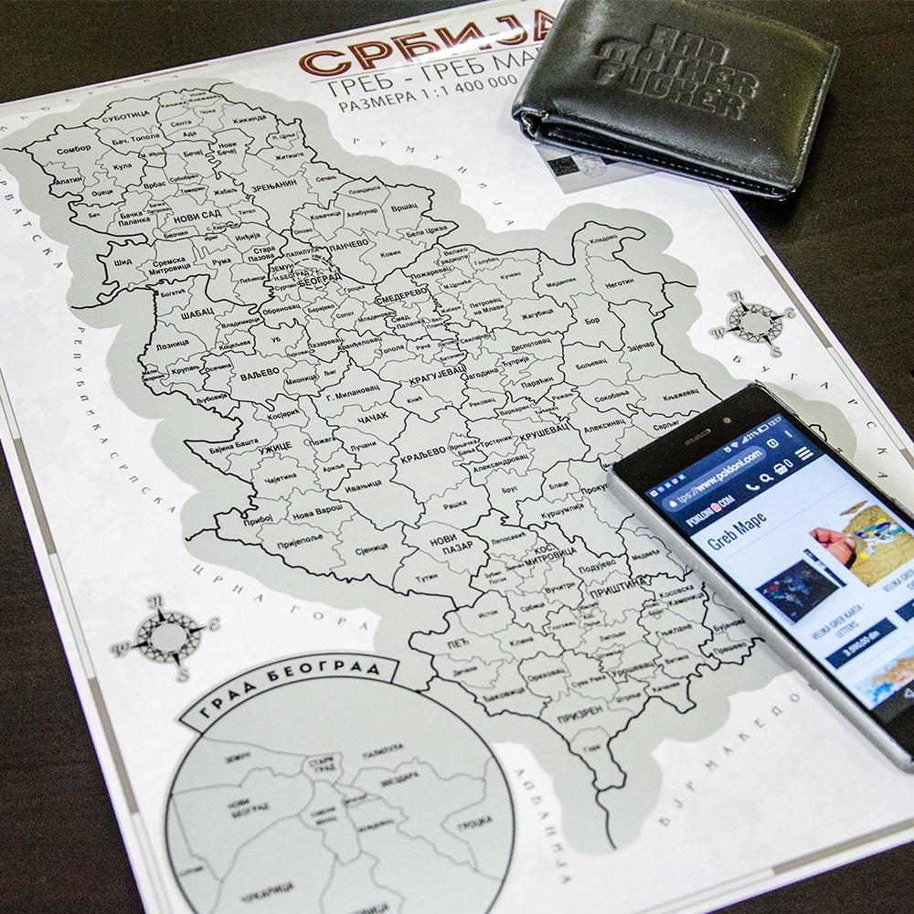 Greb mapa Srbije siva