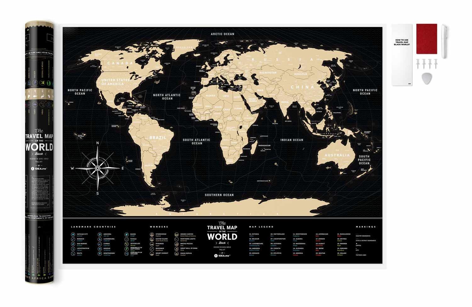 Greb mapa sveta Delux crna