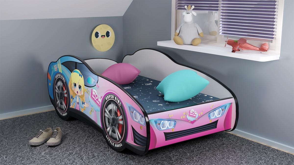 Selected image for RACING CAR Dečiji krevet trkački auto Girl Blanca 160x80cm šareni