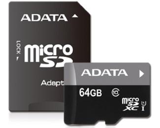 A-DATA Memorijska kartica UHS-I MicroSDXC 64GB class 10 + adapter AUSDX64GUICL10-RA1