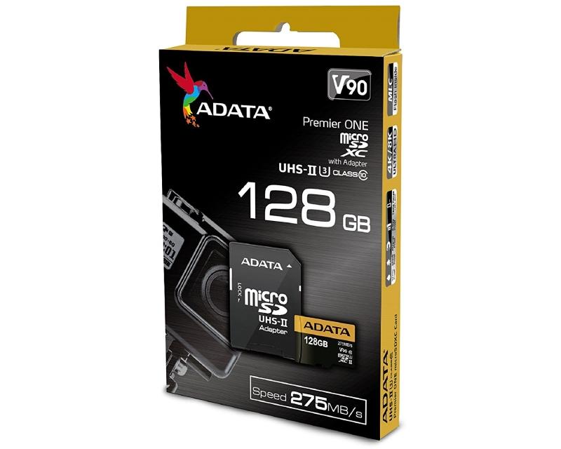 A-DATA  MicroSDXC UHS-II U3 128GB V90 class 10 + adapter AUSDX128GUII3CL10-CA1