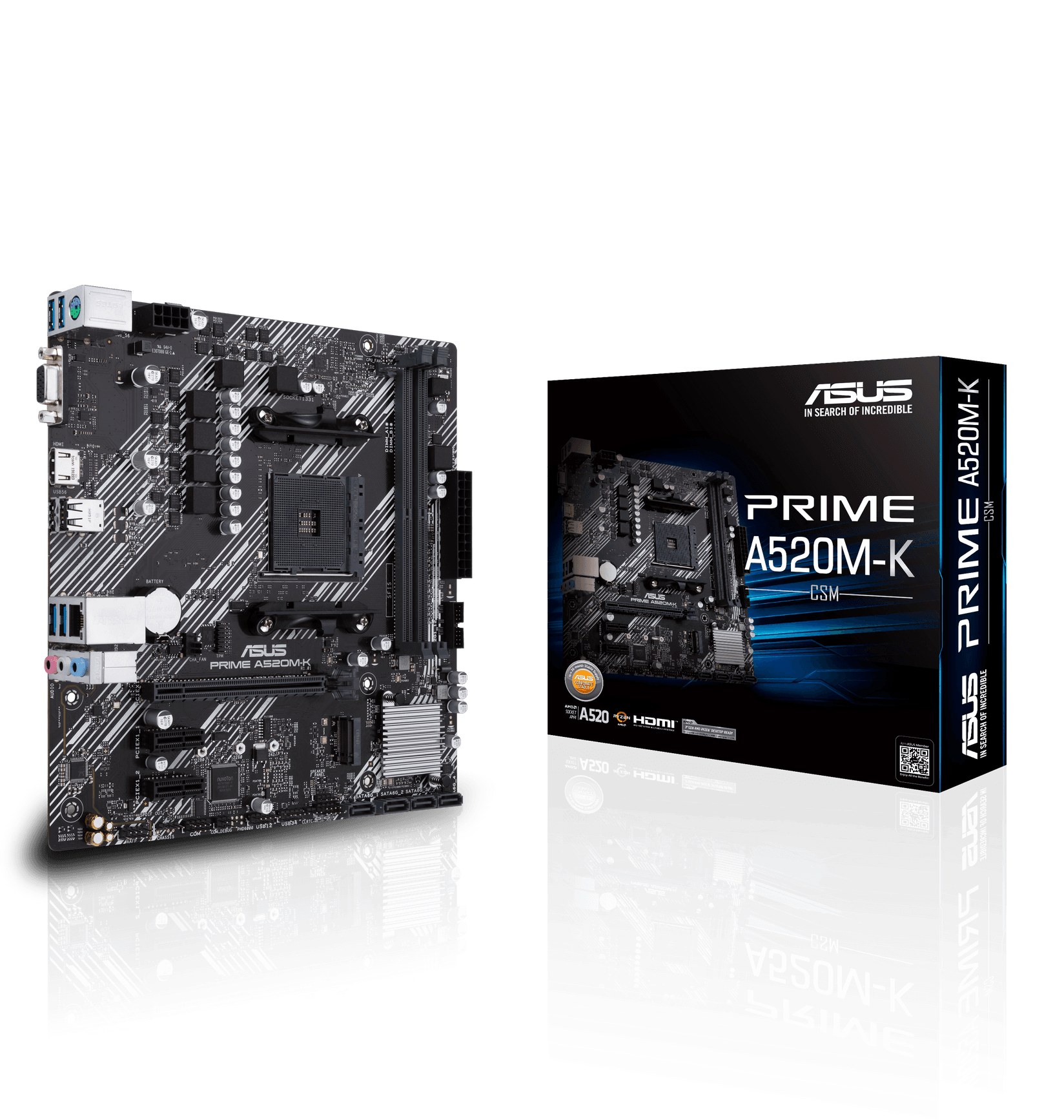 Selected image for ASUS PRIME A520M-K AMD A520 mikro ATX Matična ploča, 3rd 3rd Generation Ryzen 5,/7, DDR4-SDRAM, 64 GB, M.2, SATA
