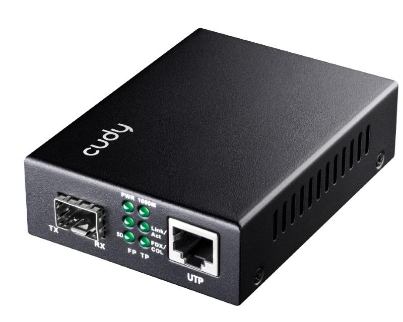 CUDY Konverter MC220 Gigabit Ethernet Fiber sa 1 SFP slotom crni