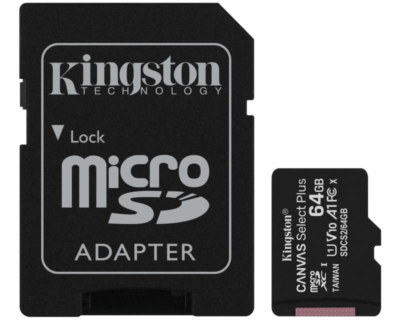 KINGSTON Memorijska kartica A1 MicroSDXC 64GB 100R class 10 SDCS2/64GB + adapter
